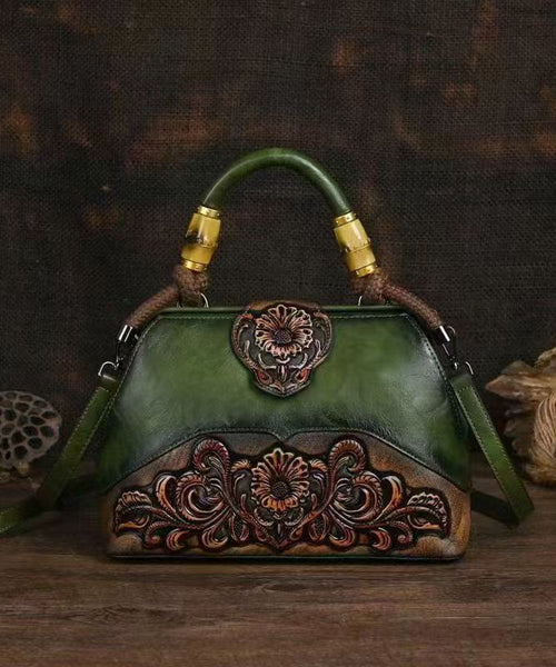 Red Vintage Calf Tote Bag Handmade Embossed Messenger Leather FashionChic