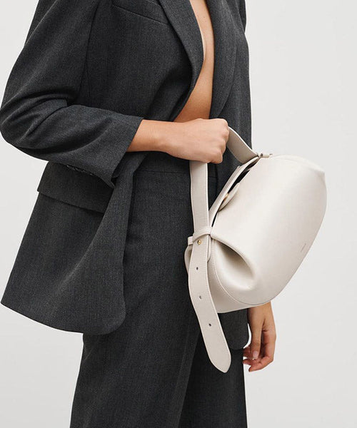 Handmade White Faux Leather Tote Messenger Bag QF006 Bag-BGS241017