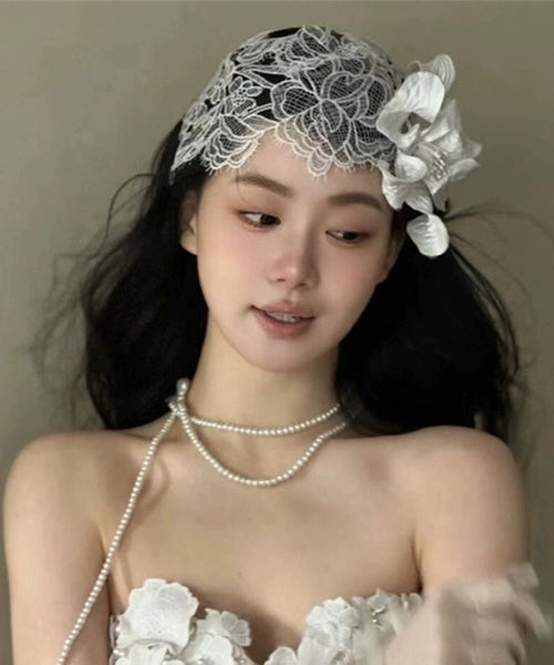 Handmade White Lace Floral Patchwork Hat ZZ078 JEW-HAT240613