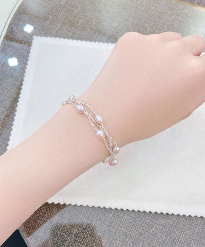 Handmade White Metal Three Layers Pearl Chain Bracelet ET014 ABC