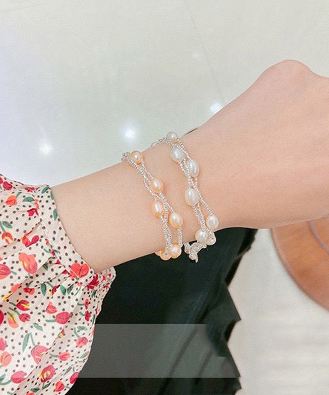 Handmade White Metal Three Layers Pearl Chain Bracelet ET014 ABC