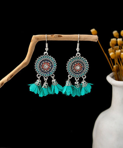 Drop Floral Zircon Tassel Chiffon Sterling White Silver Handmade FashionChic