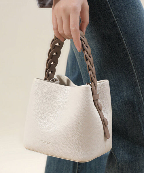 Leather Handbag Handmade Tote Versatile Yellow Faux FashionChic