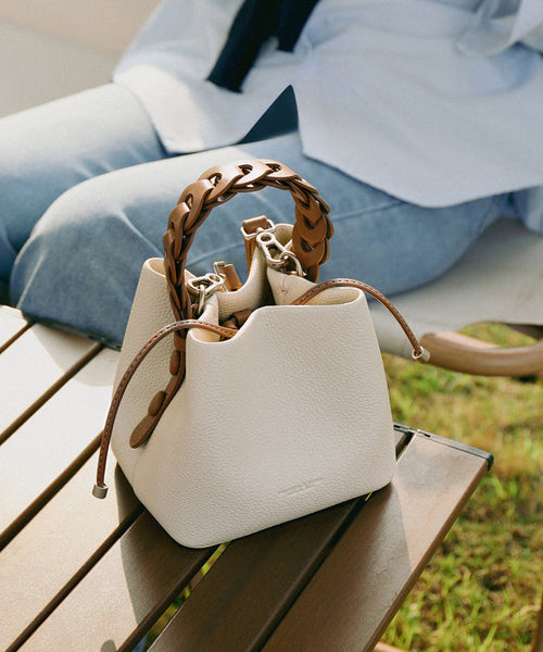 Leather Handbag Handmade Tote Versatile Yellow Faux FashionChic