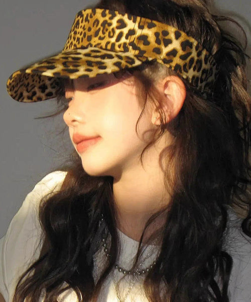 Coffee Style Hat Hip Leopard Hop Versatile Top Print Sunshade FashionChic