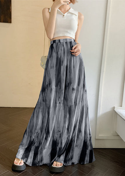 Holiday Style Blue Tie Dye High Waist Draping Cotton Skirts Summer RL010 ABC