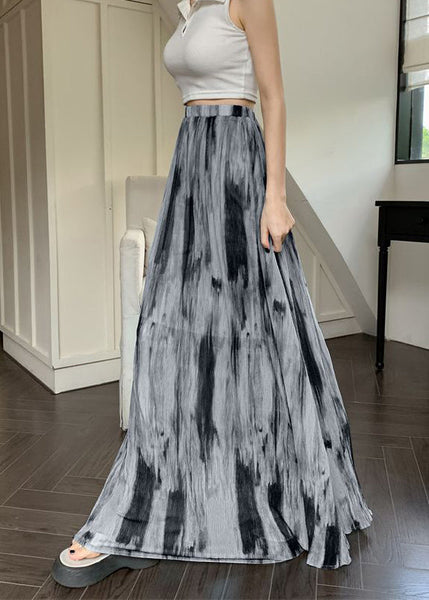 Holiday Style Blue Tie Dye High Waist Draping Cotton Skirts Summer RL010 ABC