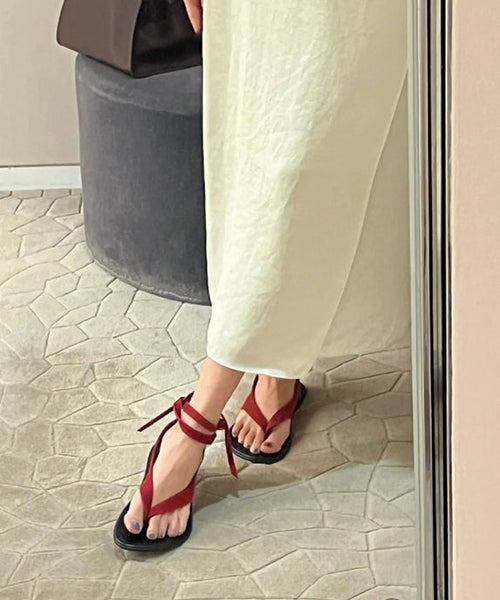 Holiday Style White Faux Leather Chic Splicing Thong Sandals OI042 shoe-LX240801