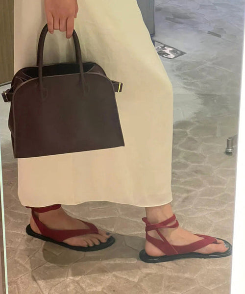 Holiday Style White Faux Leather Chic Splicing Thong Sandals OI042 shoe-LX240801