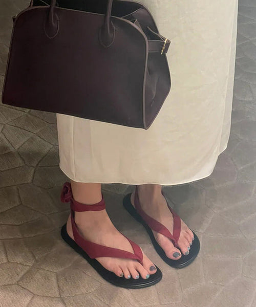 Holiday Style White Faux Leather Chic Splicing Thong Sandals OI042 shoe-LX240801