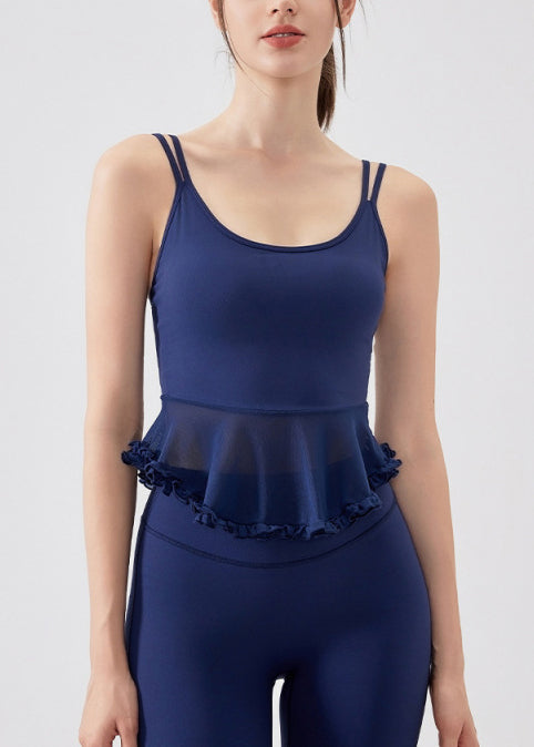 Bra Patchwork Ruffled Hot Sports Sexy Navy FashionChic