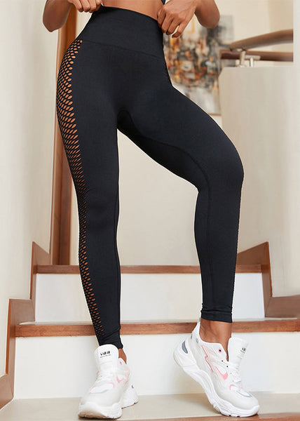 Leggings de surf Ignite Black taille haute à empiècements en maille ajourée TD014