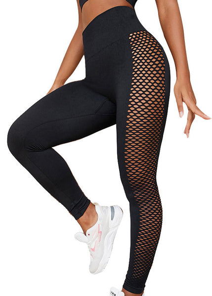 Leggings de surf Ignite Black taille haute à empiècements en maille ajourée TD014