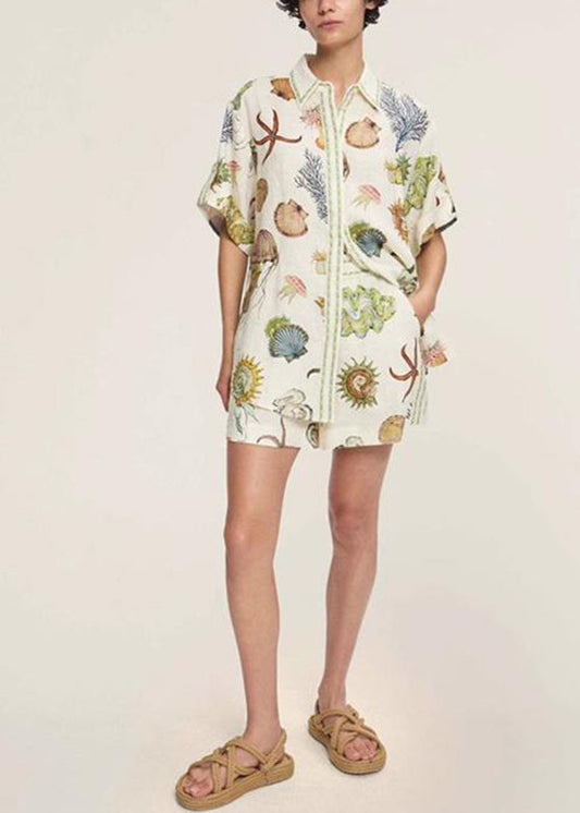 Apricot Two Shirts Shorts Collar And Set Pan Italian Peter Pieces FashionChic
