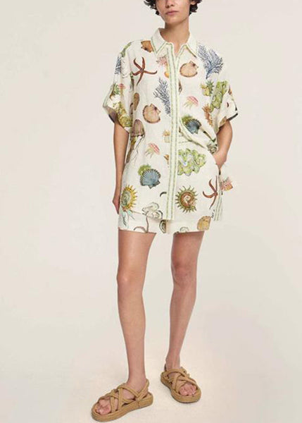 Apricot Two Shirts Shorts Collar And Set Pan Italian Peter Pieces FashionChic