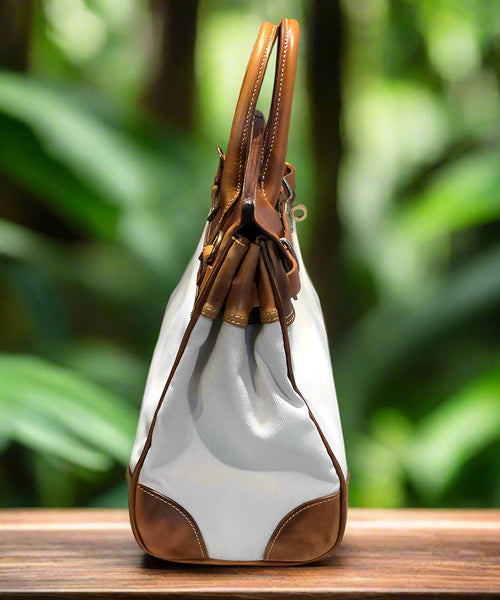 Italian Army Green Calf Leather Patchwork Tote Handbag GEM026 Ada Fashion