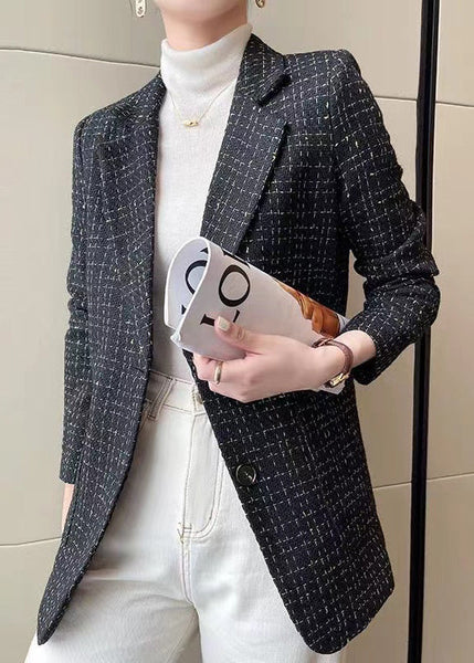 Italian Black Plaid Cotton Formal Coats Spring YJ051 ABC