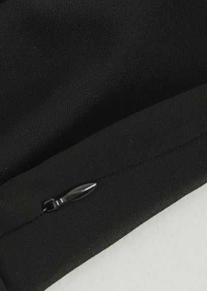 Italian Black V Neck Wrinkled Zippered Chiffon Maxi Dresses Fall AM1028 Genistyle Shop