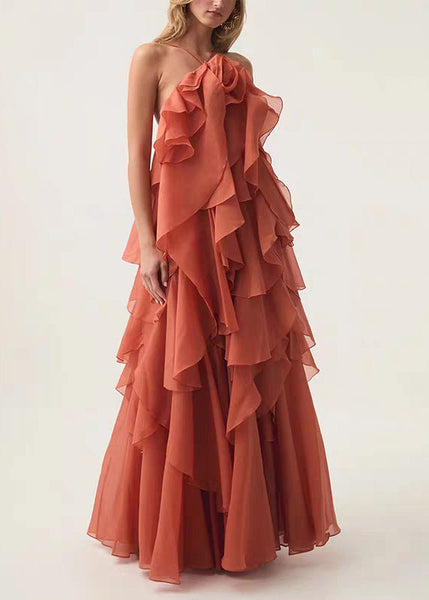 Italian Blue Spaghetti Solid Strap Backless Chiffon Dress FashionChic