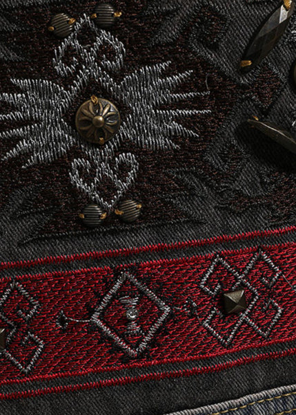 Italian Blue Embroidered Pockets Patchwork Denim Pants Spring QQ1050 Ada Fashion