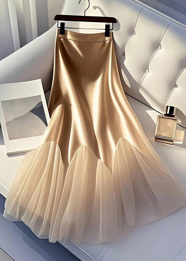 Skirt Italian Line Tulle A Summer Silk Patchwork Champagne FashionChic