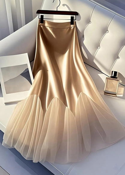 Skirt Italian Line Tulle A Summer Silk Patchwork Champagne FashionChic