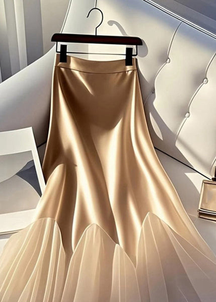 Skirt Italian Line Tulle A Summer Silk Patchwork Champagne FashionChic
