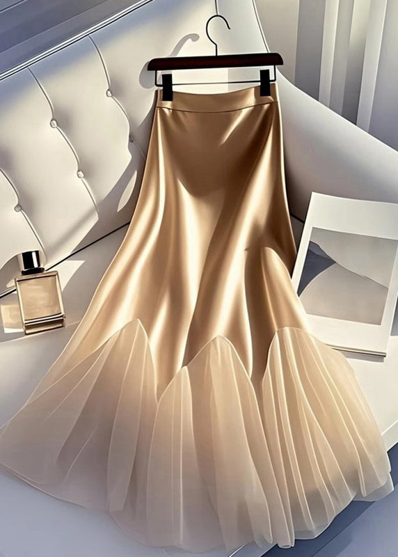 Skirt Italian Line Tulle A Summer Silk Patchwork Champagne FashionChic