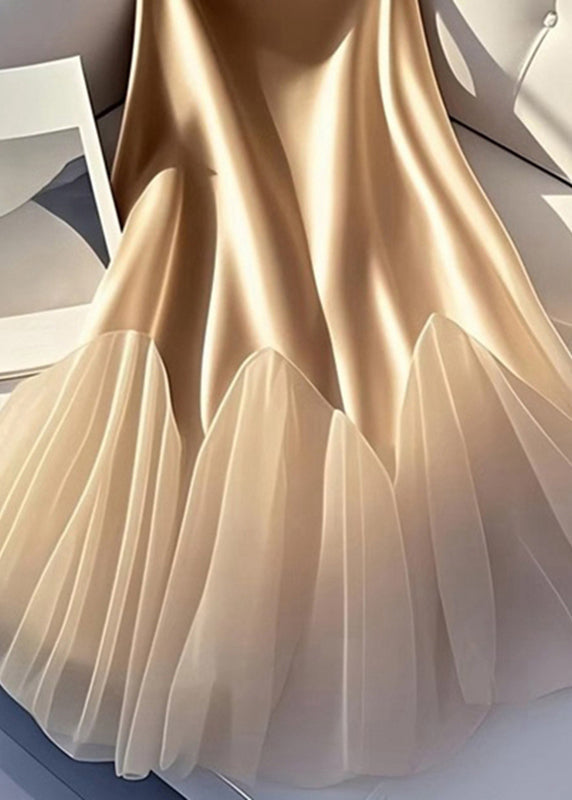 Skirt Italian Line Tulle A Summer Silk Patchwork Champagne FashionChic