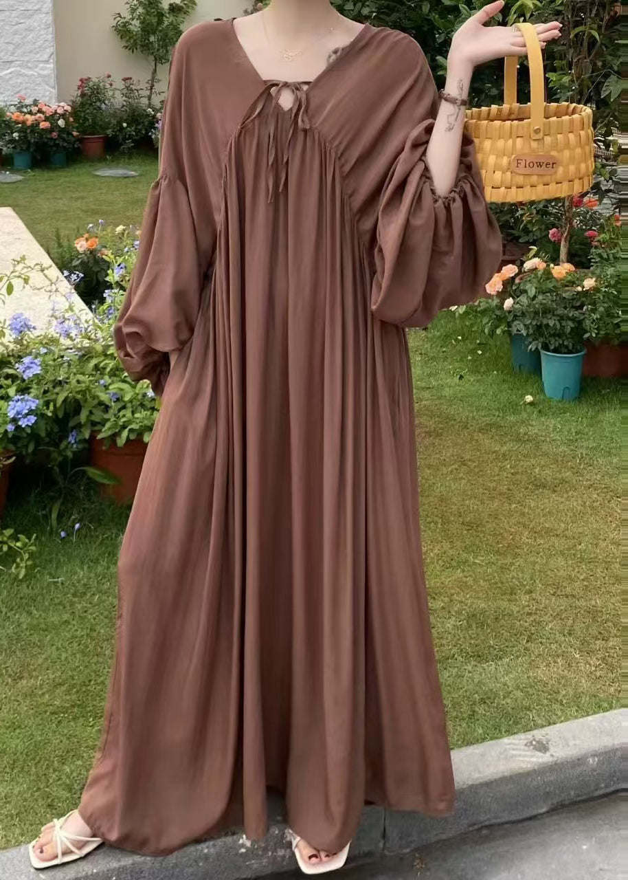 Lace Chocolate Oversized Italian Cotton Dresses Up Vacation FashionChic