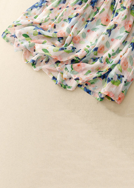 Italian Colorblock Print Pockets Elastic Waist Cotton Skirts Summer JH056 MMDM-SKTS240717