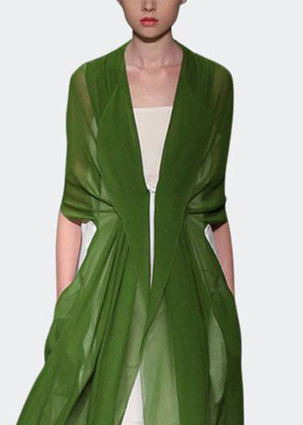 Italian Elegant Green Silk Dress Long Sleeves EE1029 SH-LF-SDL240517