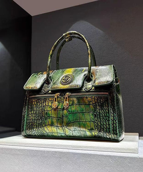 Italian Green Embossed Calf Leather Tote Handbag GG074 Bag-BGS240606
