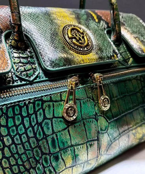 Italian Green Embossed Calf Leather Tote Handbag GG074 Bag-BGS240606