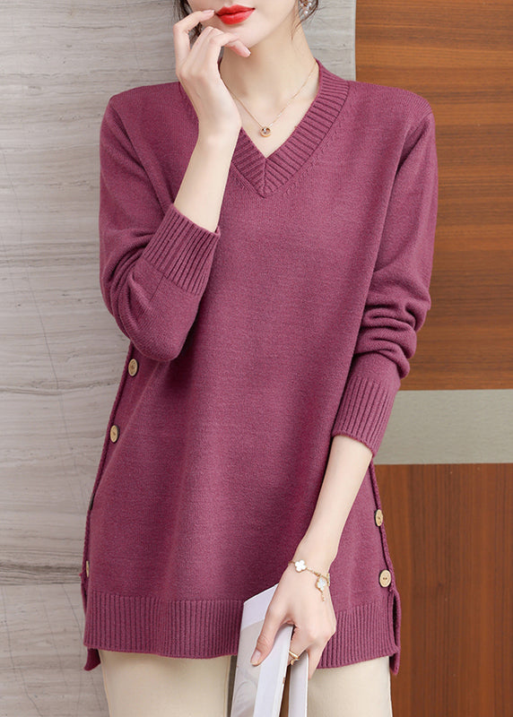 Italian Green V Neck Button Patchwork Woolen Sweaters Winter RL037 ABC