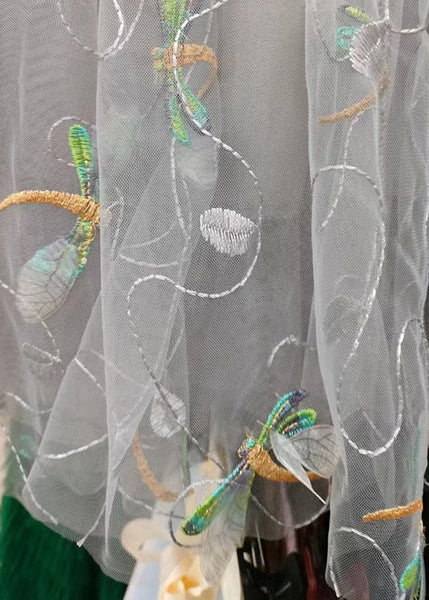 Italian Grey Embroidered High Waist Tulle Skirts Spring QQ1035 Ada Fashion