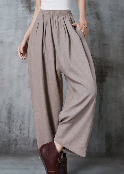 Italian Khaki Oversized Linen Harem Pants Summer AL1002 Genistyle Shop
