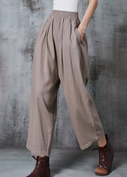 Italian Khaki Oversized Linen Harem Pants Summer AL1002 Genistyle Shop