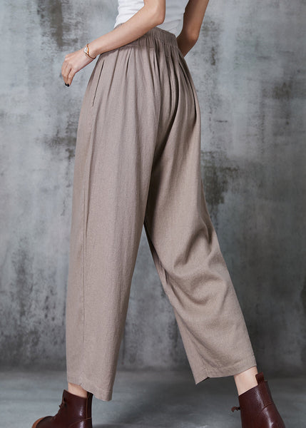 Italian Khaki Oversized Linen Harem Pants Summer AL1002 Genistyle Shop