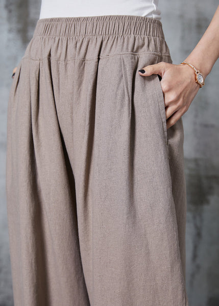 Italian Khaki Oversized Linen Harem Pants Summer AL1002 Genistyle Shop