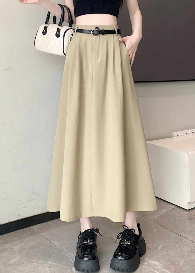 Italian Khaki Versatile High Waist Wrinkled Skirt Spring QQ1002 Ada Fashion