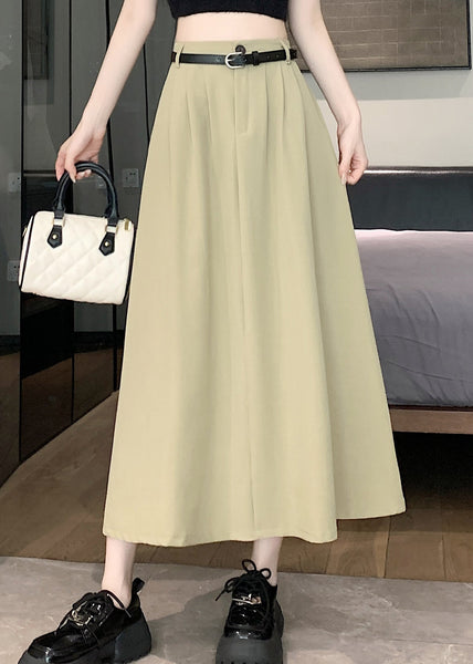 Italian Khaki Versatile High Waist Wrinkled Skirt Spring QQ1002 Ada Fashion
