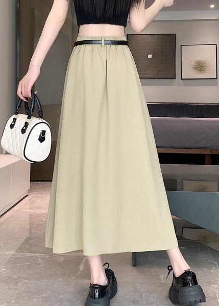 Italian Khaki Versatile High Waist Wrinkled Skirt Spring QQ1002 Ada Fashion