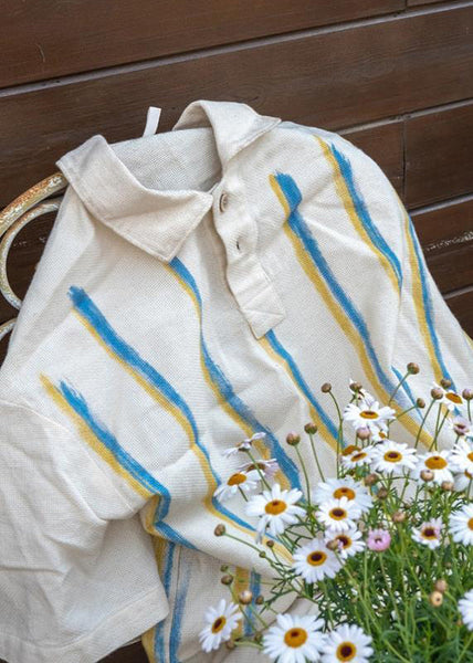 Italian Peter Pan Collar Striped Cotton Polo Shirts Summer QH001 MENPT241019