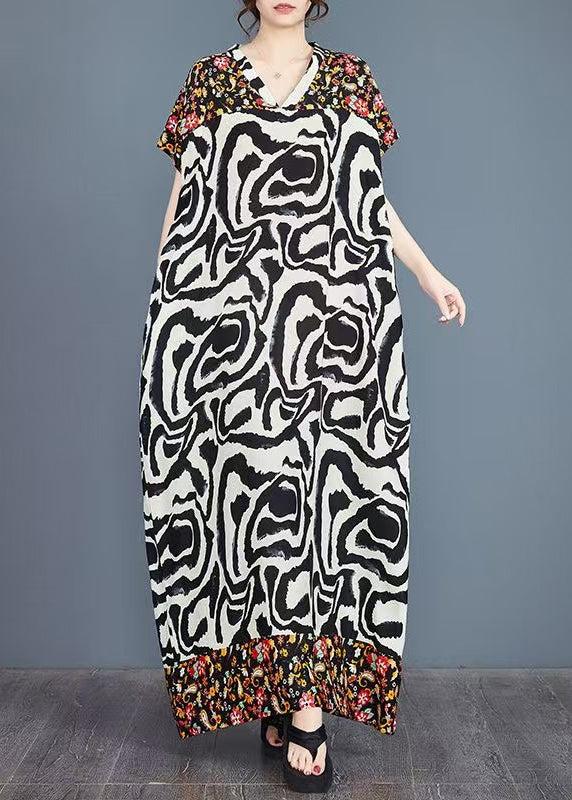 Italian Vacation Dresses Oversized Patchwork Cotton Summer Print FashionChic