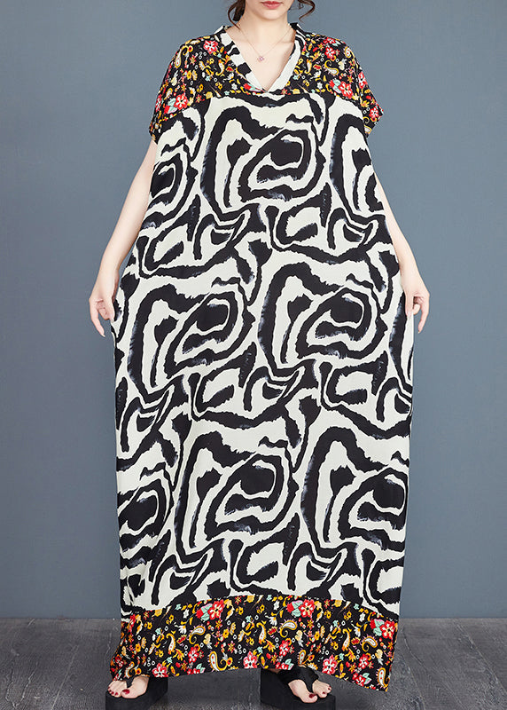 Vacation Summer Oversized Print Cotton Dresses Italian Patchwork FashionChic