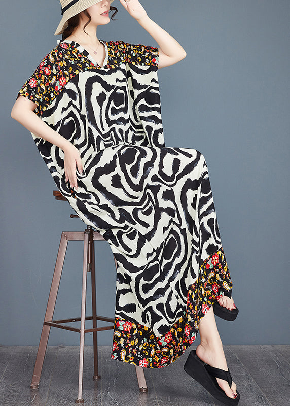 Italian Vacation Dresses Oversized Patchwork Cotton Summer Print FashionChic