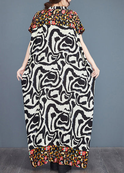 Vacation Summer Oversized Print Cotton Dresses Italian Patchwork FashionChic