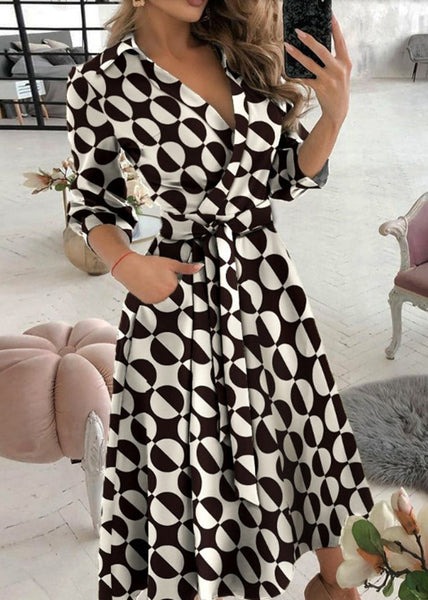 Italian Tie Dye Peter Pan Collar Tie Waist Cotton Dress Fall QR002 BB-ZS-WM-FDL240929