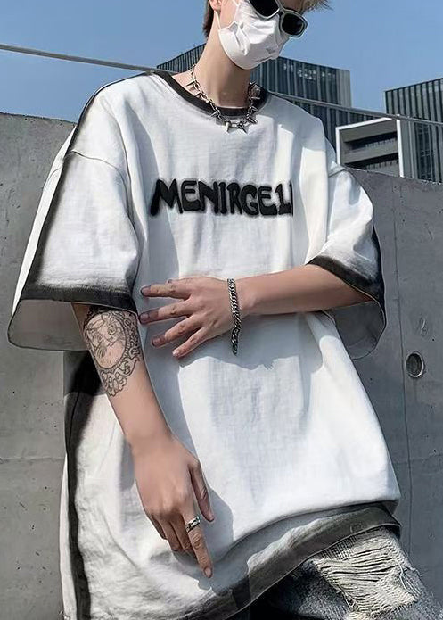 Letter Jacquard Dye Cotton T White Italian Shirts Summer Tie FashionChic